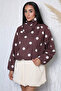 Brown Perry Women's Elastic Waist, Front Snap, Polka Dot Seasonal Coat - 3