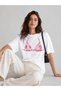 Women's Oversize White Bikini Graphic Printed T-Shirt - 5