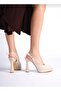 Bej Platformlu Slingback Topuklu Ayakkabı - 3