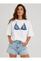 Women's Oversize White Bikini Graphic Printed T-Shirt