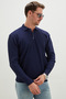 Patterned Half-Button Polo Collar Knit Sweater - 5