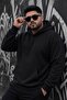 Bery Large Size Men's Hooded Basic Sweatshirt with Two Threaded Kangaroo Pockets - 2