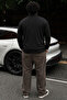 Men's Plus Size Black Polo Collar Striped Sweatshirt - 6