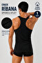 Men's Athlete Ribbed Undershirt 100% Cotton (Authorized Seller) 1 Piece Cotton Flexible Comfortable – Black