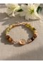 Bracelet with Tiger's Eye, Jade Agate, and Dried Flower Resin Detail - 3