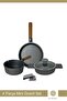 Granite Cast Iron Mini Pan Milk Pot Set with Glass Lid Gray 16 cm
