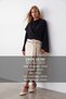 Women's Black Crew Neck Shawl Scarf Textured Knitted Blouse Alc-X15689 - 2