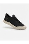 Flexible Black Linen Laced Breathable Comfortable Beige Sole Style Sneaker Shoes - 2