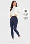 Women's Navy Blue Winter High Waist Scuba Diving Fabric Flexible Daily Sports Leggings with Fleece Inside - 7