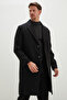 Buttoned Double-Breasted Collar Long Cashmere Coat - 4