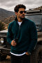 Men's Thessaloniki Knitted Half-Zip Knitwear Sweater Winter Thick Textured Stand Collar Premium