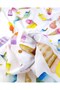 White with Ice Cream Pattern Thin Draped Viscose Voile Woven Fabric for Shirts & Dresses Width: 14 - 4