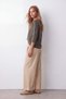 Women's Khaki Crew Neck Half Sleeve Knitwear Blouse Alc-X15655 - 3