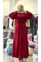 Women's Hijab Evening Dress with Balloon Sleeves, Shiny Textured Lining, for Wedding and Engagement Events - 5