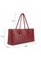 Women's Knitted Patterned Tote Shoulder Bag - Burgundy
