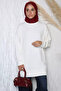 Cream Crew Neck Three Ribbed Hijab Tunic