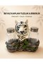 White Tiger Figured Salt and Pepper Shaker Set of 2 with Glass Containers, Decorative Kitchen and Tableware Product, Gift
