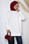 Cream Crew Neck Three Ribbed Hijab Tunic - 3