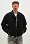Zippered Polo Collar Velvet Bomber Jacket - 7