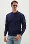 Patterned Half-Button Polo Collar Knit Sweater
