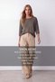 Women's Khaki Crew Neck Half Sleeve Knitwear Blouse Alc-X15655 - 2