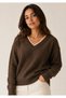 Women's Knitwear Sweater with V-Neck and Lace Detail - 2