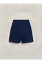 Elastic Waist Gabardine Girls' School Shorts Skirt - Navy Blue - 2