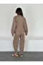 Suede Stand Collar Zipper Jacket and Trouser Set with Detailed Cuffs - 8