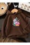 3 Yarn Combed Brown Donald Printed Unisex Children's Hooded Sweat Ww6