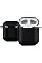 غطاء حماية لسماعات AirPods مع فتحة للحلقة، غلاف سيليكون واقي بالكامل مع إمكانية الشحن، لون أسود