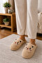 Caty Cream Plush Cat Figured Closed Toe Non-Slip Winter Warm Comfortable Women's Home Bundle Dowry Slippers - 4