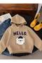 3 Yarn Combed Cotton Hello Printed Unisex Children's Hooded Sweat Wq5