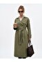 Women's Long Trench Coat Buttoned Sleeves Epaulettes Lined Belted Waterproof Oversize Cut