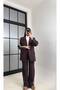 Striped Side Details, Oversized Cut, Single Button, Vip Series, Tok Casual Fabric Blazer Jacket, Wide Leg Pants with Elastic Waist, Two-Piece Matching Set - 4