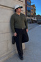 Men's Plus Size Khaki Zippered Striped Sweatshirt - 4