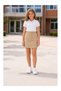 Elastic Waist Gabardine Girls' School Shorts Skirt - Beige - 5