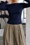Women's Gabardine Cotton Casual Navy Blue Blouse - 6