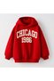 3 Yarn Combed Cotton Chicago 1986 Printed Unisex Children's Hooded Sweat Wq4
