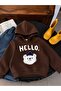 3 Yarn Combed Cotton Hello Printed Unisex Children's Hooded Sweat Wq5