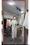Women's White Tie-Cuff Wide-Sleeve Blouse and Shalwar Cut Pants Two-Piece Set - 2