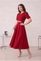 Watermelon Sleeves Red Midi Length Evening Dress Graduation Dress - 3
