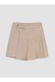 Lcw Kids Beige Girls Pleated Gabardine Shorts Skirt - 2