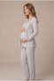 Women's Ecru Lace Long Sleeve Maternity Pajama Set with Breastfeeding Detail - 4