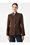 Viscose Blended Long Sleeve Faux Leather Collar Detailed Slim Fit Jacket - 2