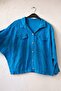 Saks Blue Shirt Collar Bat Sleeve Buttoned Embroidered Elastic Waist Casual Cotton Woven Jacket 62 70 - 2