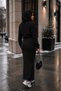 Women's 2-Piece Winter Dress Set Strappy Stretchy Knitwear Long Dress 3 Yarns Ruched Hooded Double Pocket Crop Cardigan - 3