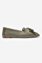 Genuine Leather Khaki Women's Tasseled Ballerinas Tassel - 3