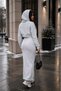 Women's 2-Piece Winter Dress Set Strappy Stretchy Knitwear Long Dress 3 Yarns Ruched Hooded Double Pocket Crop Cardigan - 3