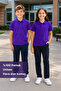 Purple 100% Cotton Unisex Kids' School Polo Collar T-Shirt – Breathable Casual Jersey