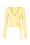 Women's Double-Breasted Tie-Front Long Sleeve Blouse with Finger Detail - 3
